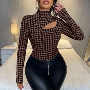 Mock neck cut out top